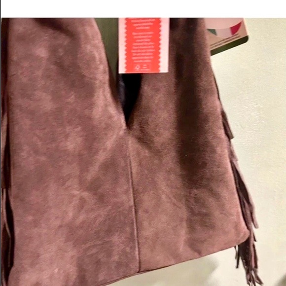 Divina Firenze Brown Suede Boho Fringe Tote Bag - Picture 3 of 4
